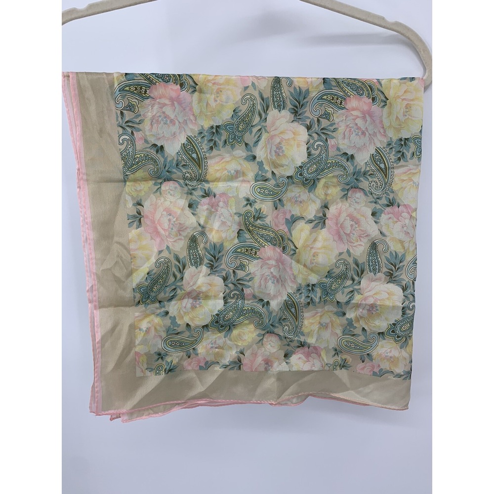 Vintage Concepts By Caren Paisley Floral Wrap Scarf Lightweight Silky 30" x 30" - Picture 6 of 6